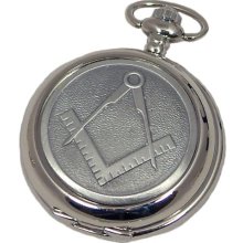 A E Williams 4842Sk Masonic Mens Mechanical Pocket Watch With Chain