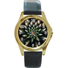 Abstract Graphics Unisex Gold-Tone Round Metal Watch 29