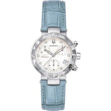 Accutron Women's Chamonix Diamond Chronograph Blue Leather Watch #26R11