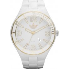 Adidas Mens Originals Gold Tone Accent Date Window White Plastic Watch Adh2687