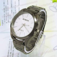 Adjustable Stainless Steel Band White Quartz Case Men And Boys Wrist Watch M652w