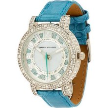 Adorn by Wendy Williams Oversized Bling Watch with Croco Strap - Teal - One Size