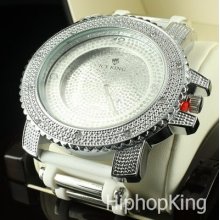 All White Elegant Luxury Hip Hop Iced Out Watch Silicon Bullet Bank Water Proof