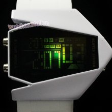 All White Unisex Triangle Quartz Digital Display Rubber Watch Xman Gfit Hq