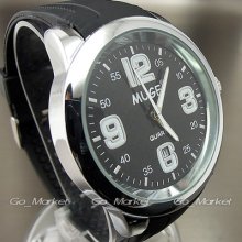 Analog Quartz Hours Clock Best Dial Date Black Rubber Unisex Wrist Watch Wa087