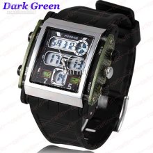 Anike Ak1057 50m Water Resistant Rectangle Dial Lcd Dual Movements S