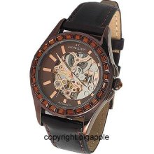 Anne Klein Automatic Brown Leather Ladies Watch 10/8761BNBN