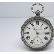 Antique C.1899 Improved Patent English Lever Heavy Sterling Silver Pocket Watch