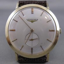 Antique Longines 14k Yellow Gold Large Round Swiss Mens Mechanical Watch 2287