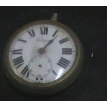 Antique Movement Pocket Watch For Repair Or Parts Teleyon Enamel Dial