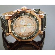 Aqua Master 45 Mm 1.00 Ct Diamond Rose Gold Case Watch