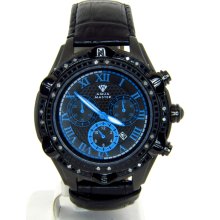 Aqua Master Black Band Chrono Diamond Mens Watch W311 1