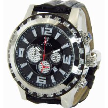 Aqua Master Chrono Black Band Black Dial Diamond Mens Watch W138 2