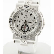 Aqua Master Men's W332 White Chronograph Dial White Silicone Quartz Watch