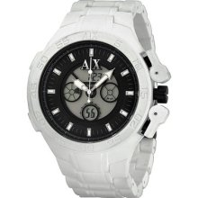 Armani Exchange Analog-digital White Silicone Mens Watch Ax1195