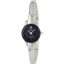 Armitron Women Diamond Style Black Dial Bangle Dress Watch Silver Tone Hands