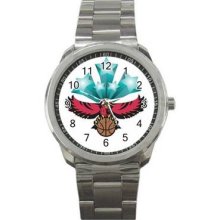 Atlanta Hawks Unisex Silver-Tone Sports Metal Watch 02