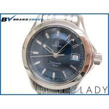 Auth Omega Sea Master 120m Wristwatch Ss Bluesilver Ladies 2581.81 (bf040635)