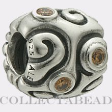 Authentic Pandora Silver Day Dream Amber/honey Cz Bead