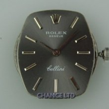 Authentic Rolex Cellini 1600 19 Jewels Dark Silver Dial Movement Great