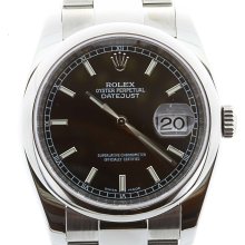 Authentic Unisex 36mm Rolex Oyster Perpetual 2007 Datejust Stainless Steel