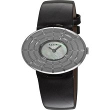 Azzaro Women's 'Sparkling' Black Leather Strap Watch