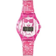 Barbie Face Diamante Lcd Pink Strap Watch