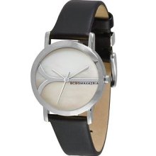 Bcbgmaxazria Bg6246 Max Azria Black Leather Strap Mother-of-pearl Women's Watch