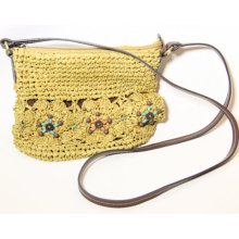 Beaded Straw Crossbody Bag