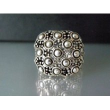 Big Chunky Sterling Silver 925 Multi Bead Beaded Geometric Modern Ring