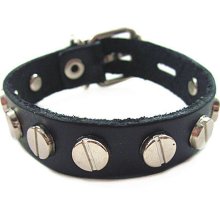 black leather with rivet bracelet women leather jewelry bangle cuff men leather bracelet SL0349-BL