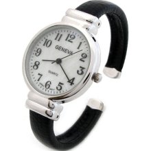 Black Silver Snake Style Band Slim Case Women's Bangle Cuff Watch