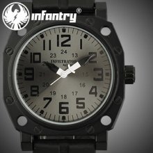 Black Soldiers Mens Infantry Rubber Army Sports Analog Quartz Wrist Watch