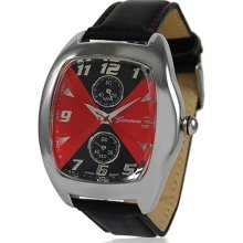 Bling Jewelry Geneva Stainless Steel Back Italian Race Car Mens Black Leather Style Watch