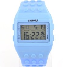 Blue Men's Fashion Bracelet Digital Sports Wrist Watch Led Alarm Stopwatch