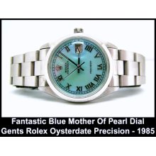 Blue Mother Of Pearl Dial Rolex Oysterdate Precision - 1985