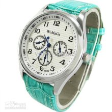 Blue Synthetic Leather Band Analog Hours Quartz Women Wrist Watch Ro