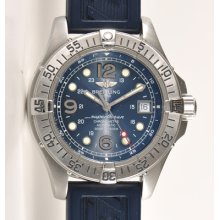 Breitling Aeromarine Superocean Steelfish A17360 On Blue Rubber Diver Strap++