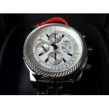 Breitling Bentley Gt A13362 White 45mm Day Date Chrono Ss Style Deployment