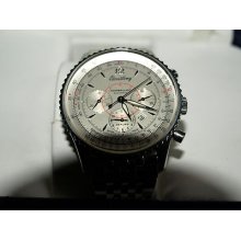 Breitling Montbrilliant Navitimer 38mm Silver Dial W/ Used Box And 2005 Book