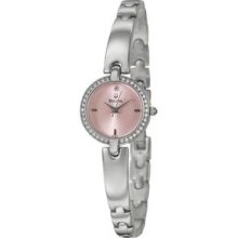 Bulova 96l162 Crystal Accented Pink Dial Bangle Women's Watch - Great Gift