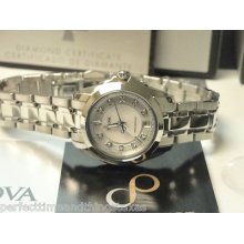 Bulova 96p115 Womens Precisionist Longwood Diamond Mop Dial Steel Bracelet.