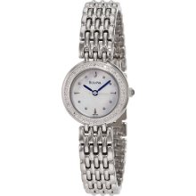 Bulova Diamond 96r150 Ladies Diamonds Stainless Steel Case Mineral Watch