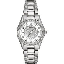 Bulova Ladies Diamond Dial Diamond Bezel Watch 96r133