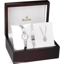 Bulova Ladies Hearts & Crystals Bangle with Necklace 96X111