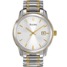 Bulova Men's Silver Dial Stainless Steel Dress 98b107 Two Tone Watch