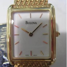 Bulova Ultime Swiss Men's Watch Quartz 14k Solid Gold Square Original Edition