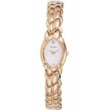 Bulova Women's $199 Fancy Gold Ss Dress Watch W/ Dazzling Diamond 97s52