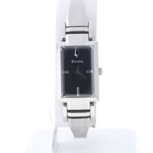 Bulova Women's 96l138 Dress Bangle Watch Stainless Steel W/ Black Dial