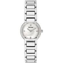 Bulova Women's 96R08 Diamond Accented Bezel Stainless Steel Bracelet Watch